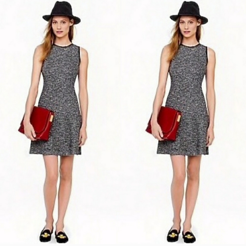 J. Crew Black and White Tweed Flare Dress Size 8